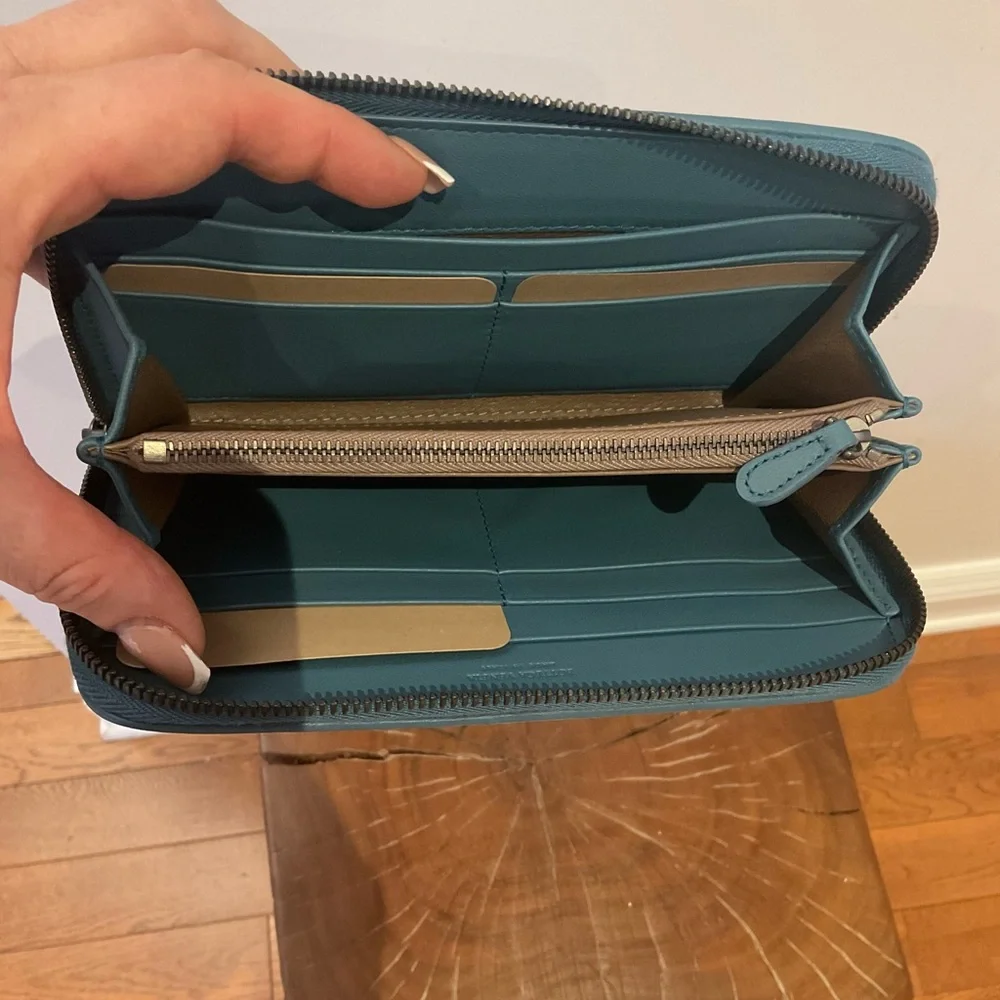 Bottega Veneta Teal Woven Leather Wallet - Picture 5 of 6